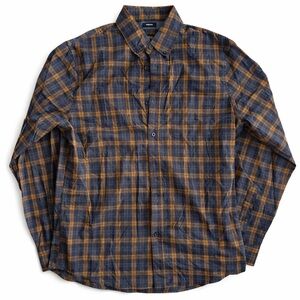 Lee Plaid Button Down Shirt Mens Medium Blue Brown Long Sleeve Regular Fit